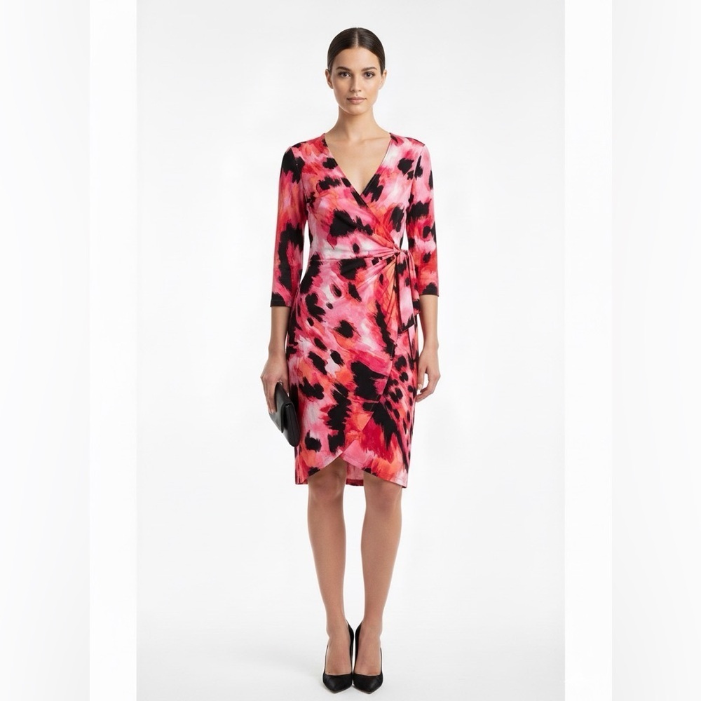 Cache Y2K Pink and Black Wrap Dress